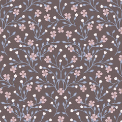 Muted pink flowers. Pattern of flowering branches.