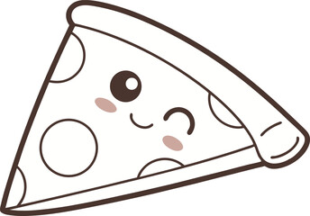 Kawaii Pizza Slice Illustration for Cute and Fun Designs. Adorable Kawaii Pizza Slice Clipart for Digital and Print Projects. Smiling Kawaii Pizza Slice Artwork for Social Media and Crafts