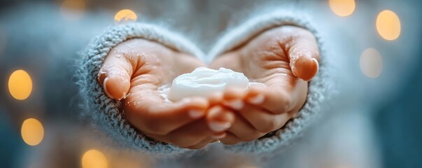 Close-up of a girl applying lotion on her hand, part of her morning self-care routine, Generative AI