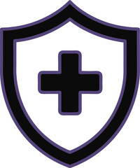 Line drawing of a medical health protection icon, Health protection shield. Icon for design. Easily editable