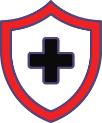 Line drawing of a medical health protection icon, Health protection shield. Icon for design. Easily editable