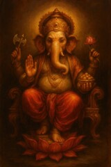 Fototapeta premium Lord ganesha portrait illustration. 