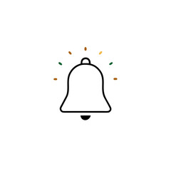 Alert bell with radiating light notification ringing
