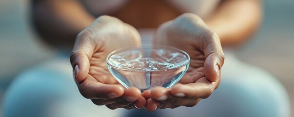 Healthcare Harmony: A close-up of hands holding medication and a water glass, representing pharmaceutical treatment and mental health support, Generative AI