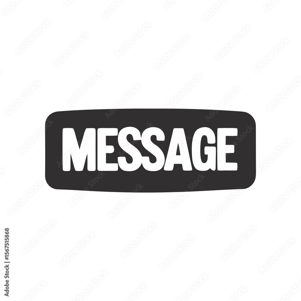 Aufkleber black rounded rectangle with white text message communication notification