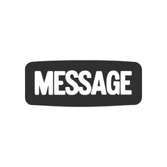 Black rounded rectangle with white text message communication notification