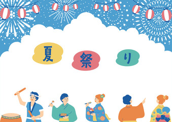 夏祭りを楽しむ人達
