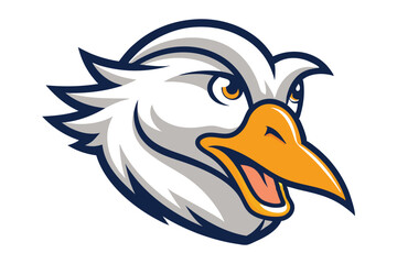 White eagle head shows fierce expression with blue and gold highlights