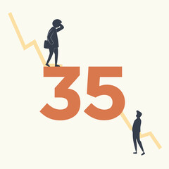 Fototapeta premium Business decline concept with people and chart graph