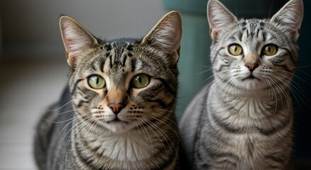 Two tabby cats close-up