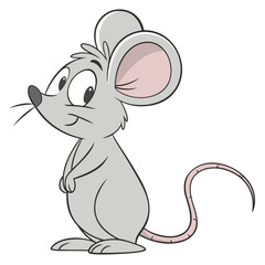 Cartoon mouse with big ears and long tail animal rodent