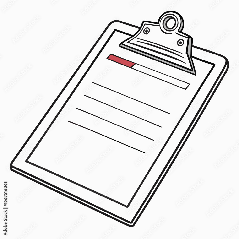 Poster clipboard with paper and progress bar writing document