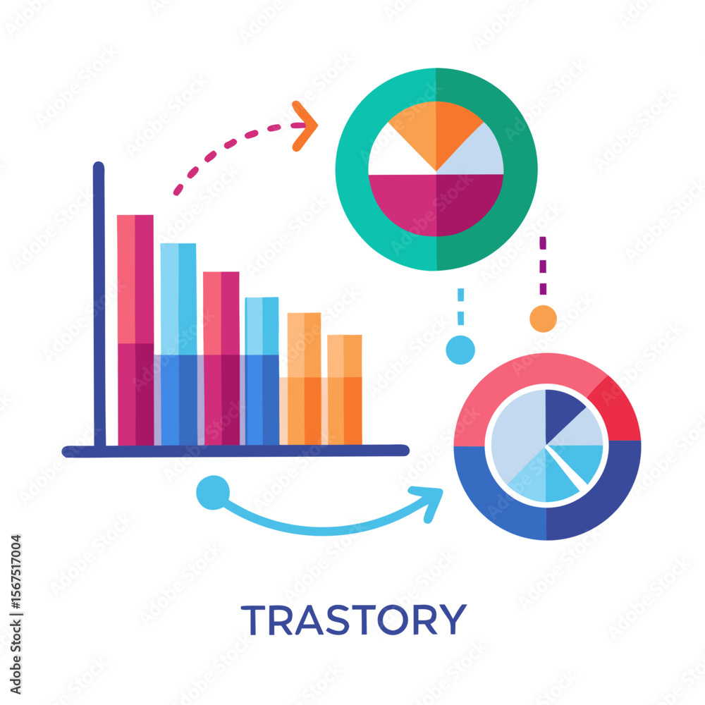 Poster colorful bar chart and pie chart data visualization analytics statistics