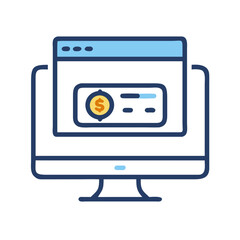 Computer screen with dollar coin and progress bar money