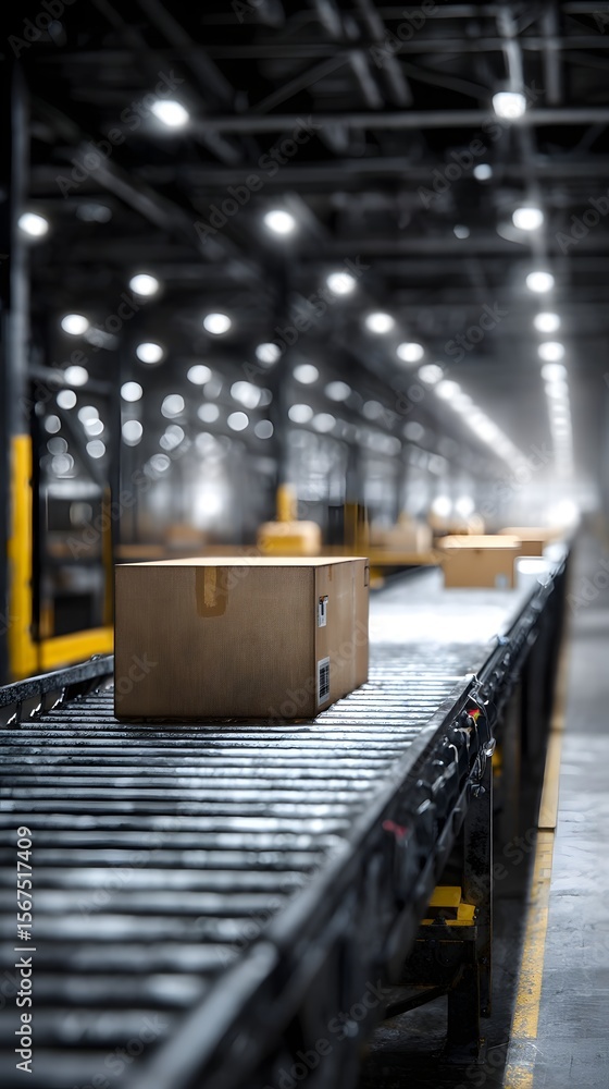 Poster automated parcel sorting system in a high tech warehouse