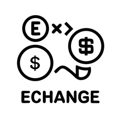 Currency Exchange Symbol with Dollar and Euro Coins money transfer financial transaction