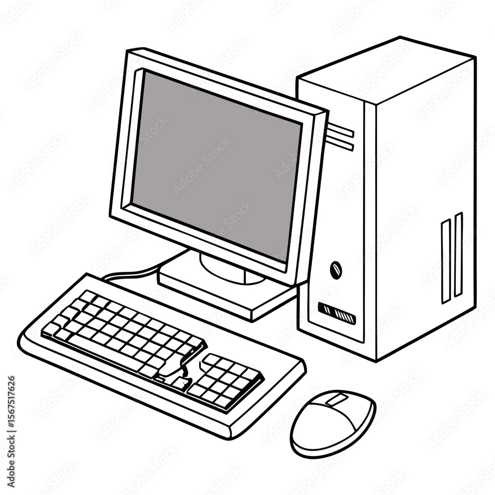 Fototapete desktop computer setup with monitor keyboard and mouse screen