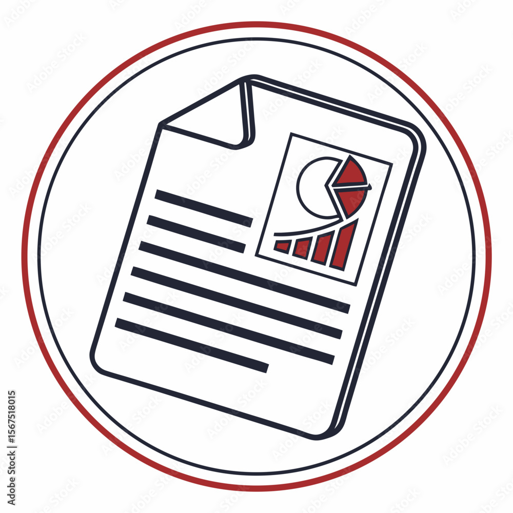 Aufkleber document with financial chart and data paper