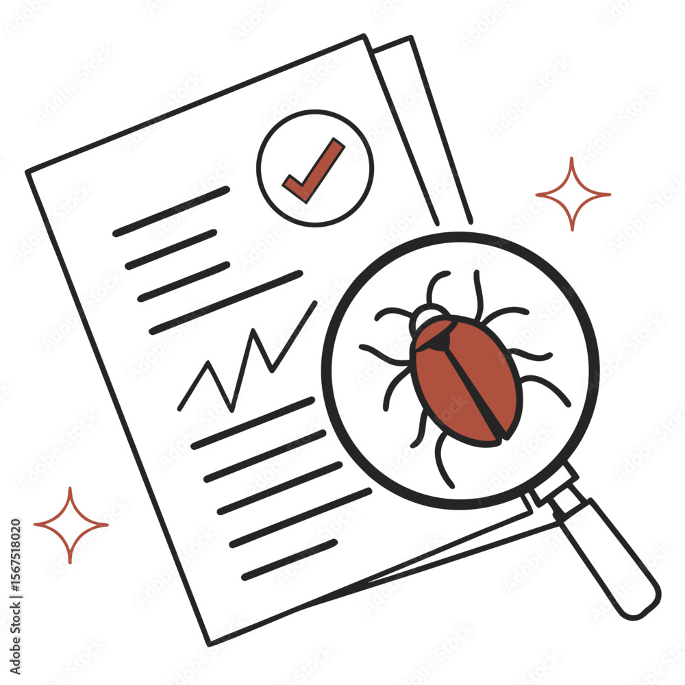 Poster document analysis with magnifying glass and bug paper