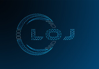 LOJ low poly letter logo vector design. LOJ lower poly logo design. Low poly logo.