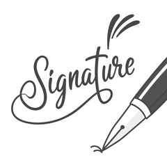Obraz premium Elegant Signature Script with Fountain Pen calligraphy writing