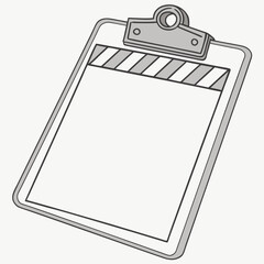 Film clapperboard with blank slate and striped top movie cinema