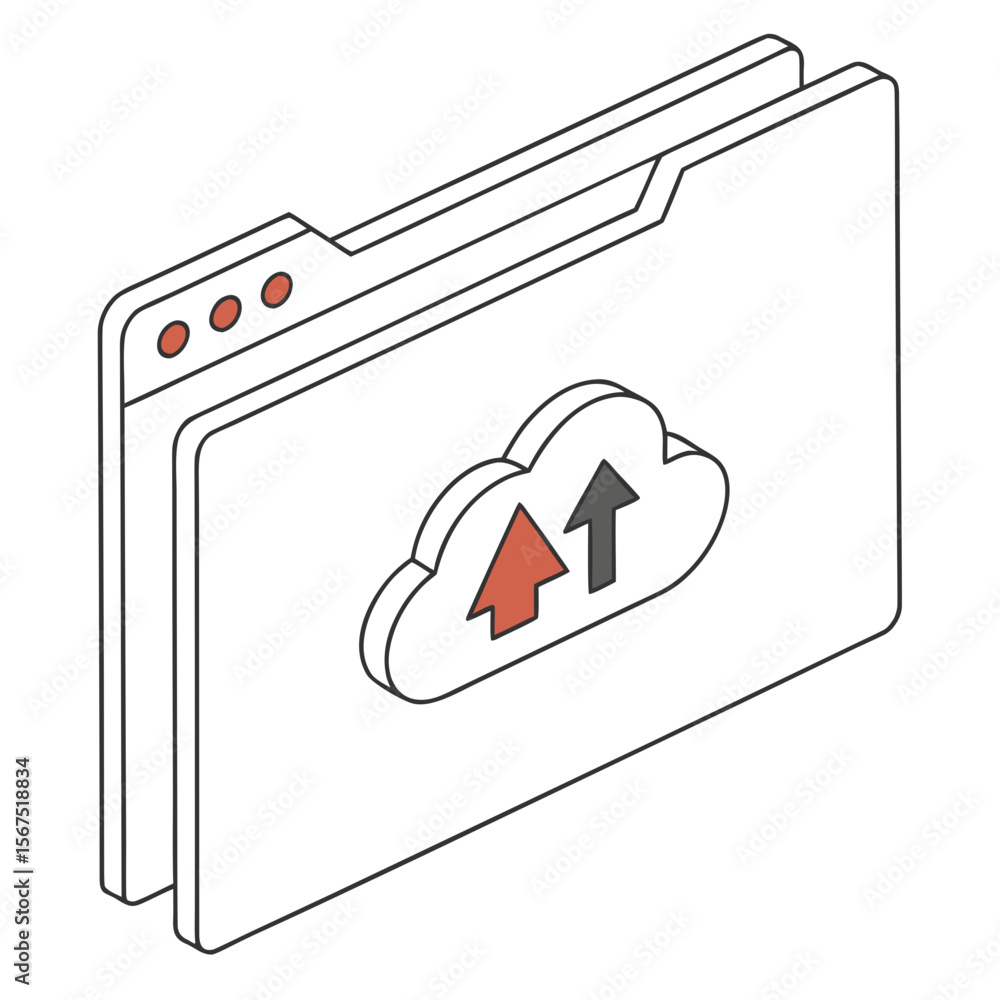Poster folder with cloud upload and progress indicators data storage