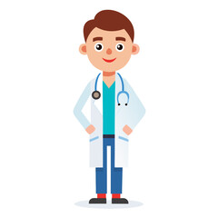 Friendly doctor with stethoscope and white coat medical healthcare