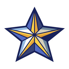 Obraz premium Geometric star with blue gold and white accents abstract symbol