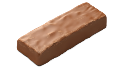 A chocolate bar is shown on a white background