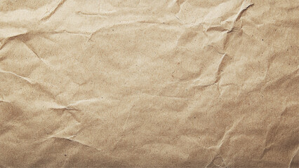 Craft crumpled paper, cardboard background. Brown kraft sheet texture, torn antique page, wallpaper or parchment abstract design, Horizontal rough  old material Realistic vector illustration