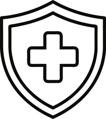 Line drawing of a medical health protection icon, Health protection shield. Icon for design. Easily editable
