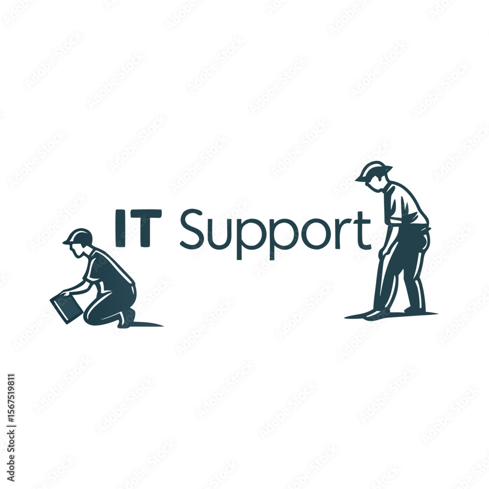 Aufkleber i t support technicians working with technology it support computer