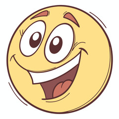 Joyful yellow face with wide smile and big eyes emoji happy