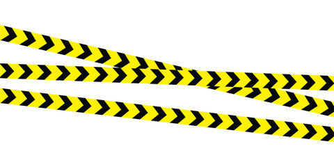 Caution tapes. Yellow warning danger tapes. Do not cross ribbons. Realistic tapes for police, Restricted area, under construction, crime scene. overlapping diagonally ribbon on white background eps 10
