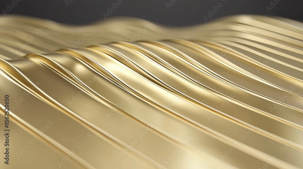 Poster a close-up view of a gold metallic surface with a wave-like pattern.