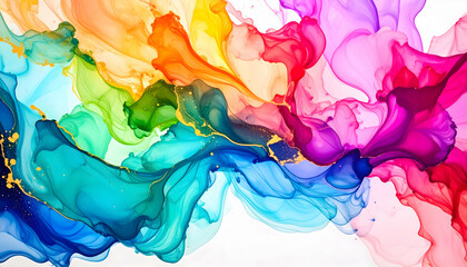 Colorful Ink Swirl Abstract Art.