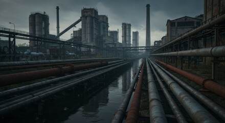 Fototapeta premium Industrial landscape of abandoned factory complex