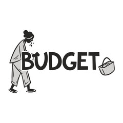 Person struggling with budget carrying money bag finance