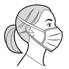 Profile of a person wearing a protective face mask vector