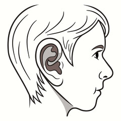 Profile of a person with ear detail head human