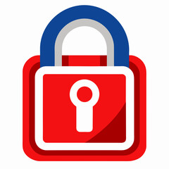 Red and blue padlock security symbol protection safety