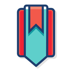 Red coral blue and teal ribbon award ribbon badge