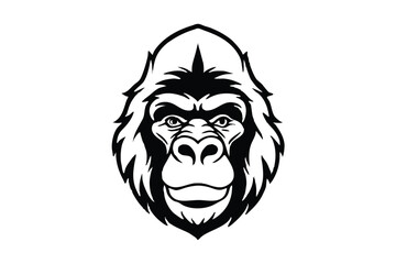 Fierce gorilla head roars, displaying sharp teeth in a striking black and white image