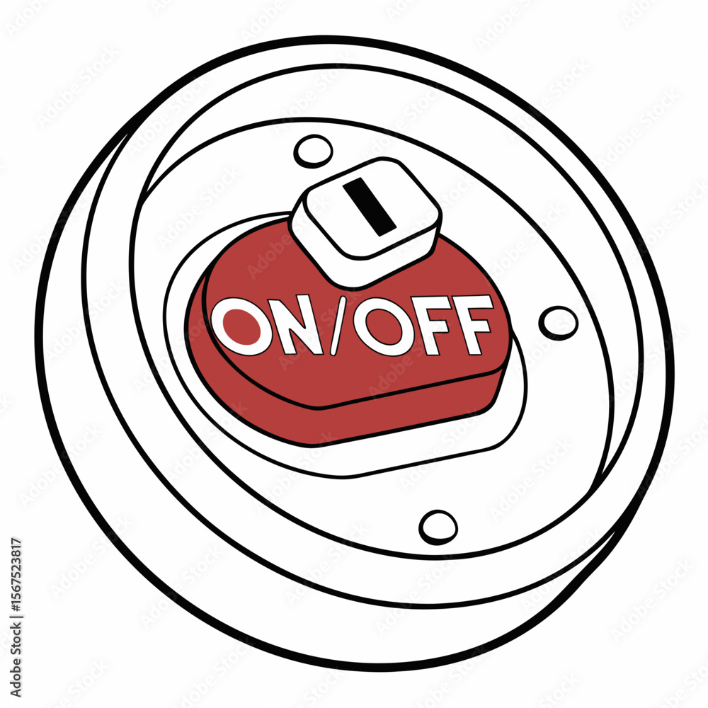 Aufkleber red on off button with toggle switch control
