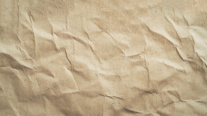 Craft crumpled paper, cardboard background. Brown kraft sheet texture, torn antique page, wallpaper or parchment abstract design, Horizontal rough  old material Realistic vector illustration