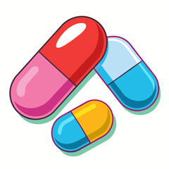 Red pink blue yellow capsule pills medicine health
