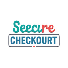 Secure checkout text with teal and coral lettering vector