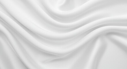 Fototapeta premium Smooth, elegant white fabric with soft, flowing waves and gentle curves, creating a luxurious texture