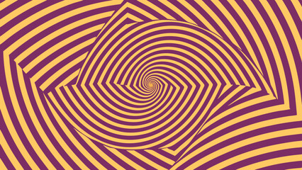 Abstract geometric swirl pattern with purple and yellow stripes